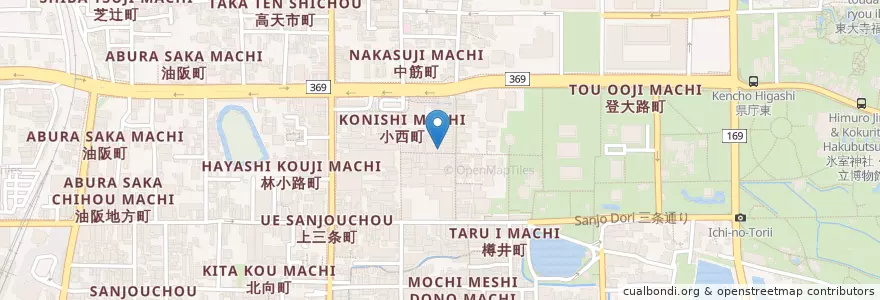 Mapa de ubicacion de 珈琲豆専門店 羅漢 en 日本, 奈良県/奈良縣, 奈良市.