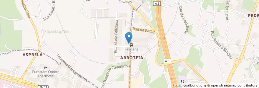 Mapa de ubicacion de Rua da Arroteia en Portugal, Norte, Porto, Área Metropolitana Do Porto.