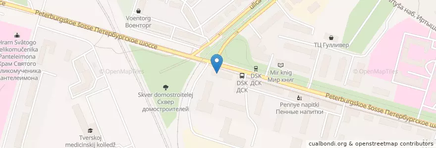 Mapa de ubicacion de Отделение связи №170036 en Russland, Föderationskreis Zentralrussland, Oblast Twer, Городской Округ Тверь, Калининский Район.