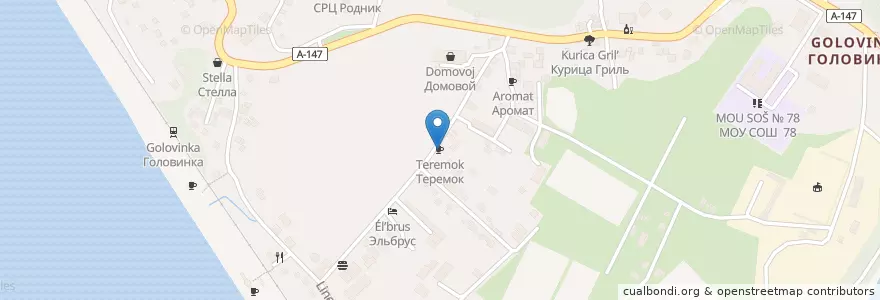 Mapa de ubicacion de Теремок en Rusya Federasyonu, Южный Федеральный Округ, Krasnodar Krayı, Городской Округ Сочи.