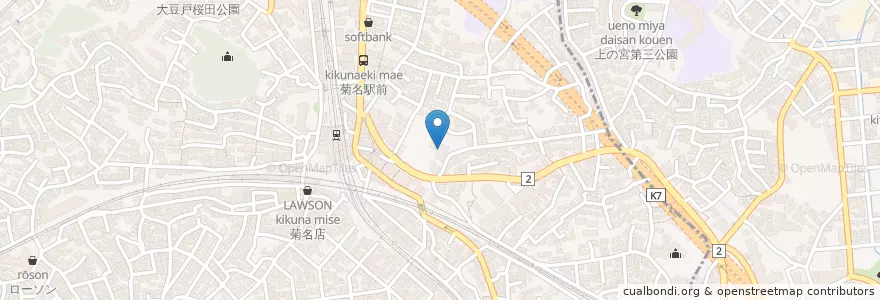Mapa de ubicacion de 菊名山 蓮勝寺 en Japan, Präfektur Kanagawa, Yokohama, 港北区.
