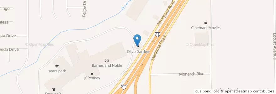 Mapa de ubicacion de Olive Garden en Stati Uniti D'America, California, San Bernardino County, Victorville.