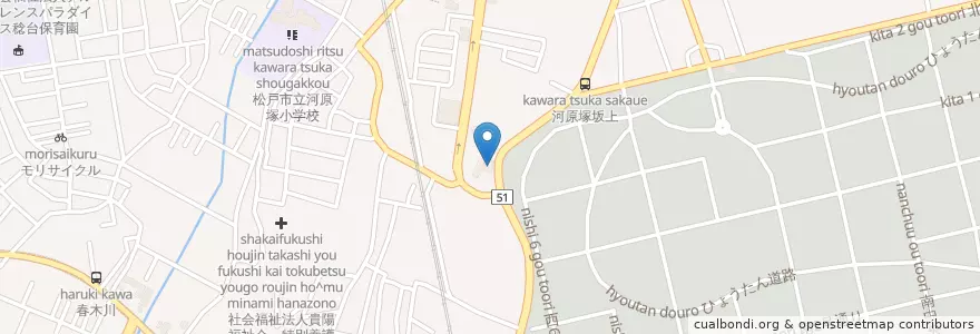 Mapa de ubicacion de しの田 en Japan, Präfektur Chiba, 松戸市.