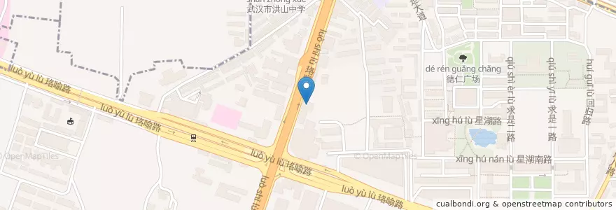 Mapa de ubicacion de 红鼎豆捞 (街道口店) en 中国, 湖北省, 武漢市, 洪山区, 珞南街道.