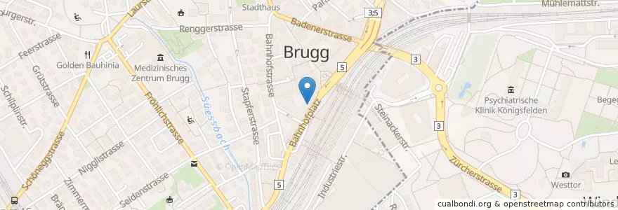 Mapa de ubicacion de Odeon Brugg en سويسرا, Aargau, Bezirk Brugg, Brugg.