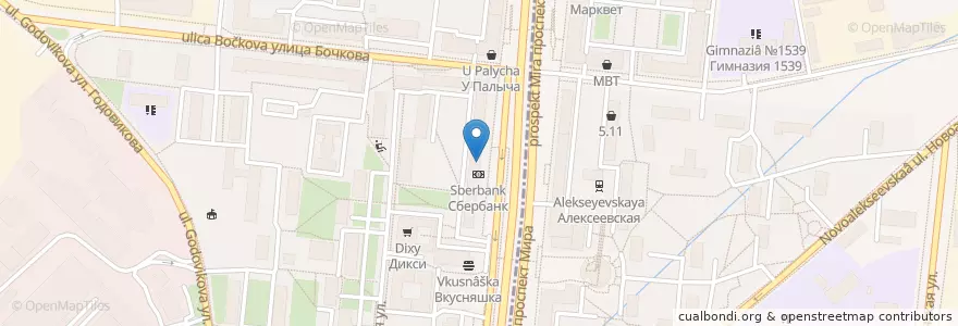 Mapa de ubicacion de Москва 129085 en 러시아, Центральный Федеральный Округ, Москва, Северо-Восточный Административный Округ, Останкинский Район.