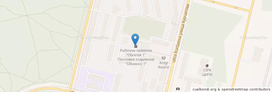 Mapa de ubicacion de Почтовое отделение "Обнинск 1" en 俄罗斯/俄羅斯, Центральный Федеральный Округ, 卡卢加州, Городской Округ Обнинск.