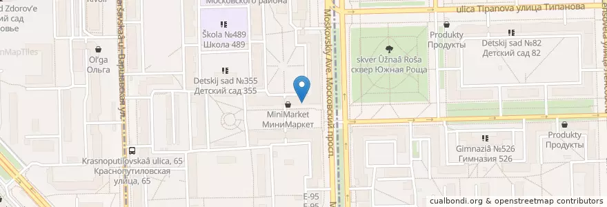 Mapa de ubicacion de Чайникофф en Russia, Northwestern Federal District, Leningrad Oblast, Saint Petersburg, Московский Район, Округ Пулковский Меридиан.