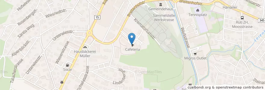 Mapa de ubicacion de Cafeteria en İsviçre, Zürih, Bezirk Hinwil, Rüti (Zh).