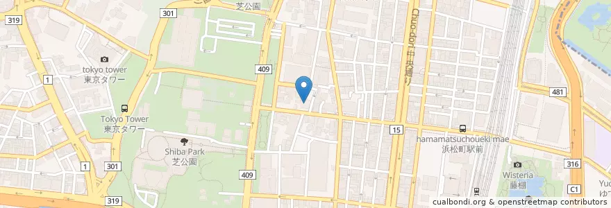 Mapa de ubicacion de 芝公園郵便局 en Japonya, 東京都, 港区.