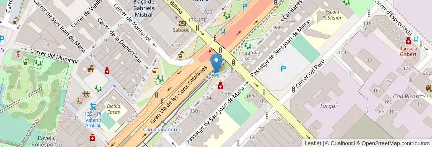 Mapa de ubicacion de 141 - Gran Via 940 en Spanje, Catalonië, Barcelona, Barcelonès, Barcelona.