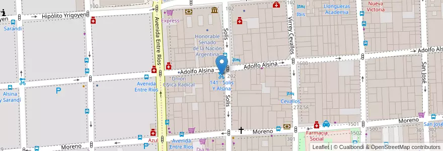 Mapa de ubicacion de 141 - Solis Y Alsina en 아르헨티나, Ciudad Autónoma De Buenos Aires, 부에노스아이레스.