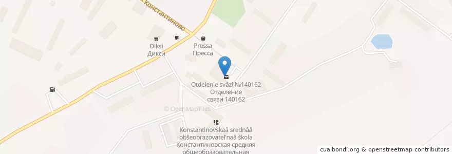 Mapa de ubicacion de Отделение связи №140162 en Rusland, Centraal Federaal District, Oblast Moskou, Раменский Городской Округ.