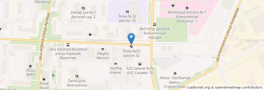 Mapa de ubicacion de Школа №32 en Rusland, Приволжский Федеральный Округ, Basjkirostan, Городской Округ Стерлитамак.