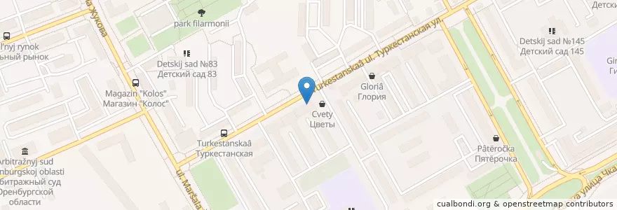 Mapa de ubicacion de Форштадт en Rusia, Приволжский Федеральный Округ, Óblast De Oremburgo, Городской Округ Оренбург.