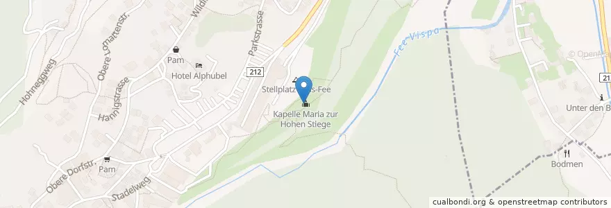 Mapa de ubicacion de Kapelle Maria zur Hohen Stiege en Suiza, Vallés, Visp, Saas-Fee.
