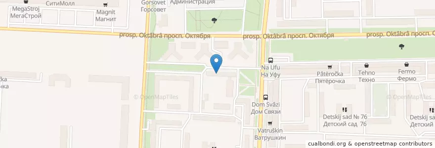 Mapa de ubicacion de Отделение связи №453100 en Rusia, Приволжский Федеральный Округ, Башкортостан, Городской Округ Стерлитамак.