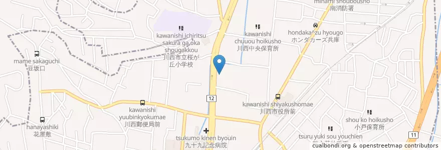 Mapa de ubicacion de 出光中央川西SS en ژاپن, 兵庫県, 川西市.