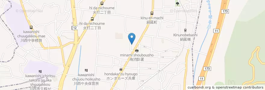 Mapa de ubicacion de 川西市消防本部 en اليابان, أوساكا, 池田市.