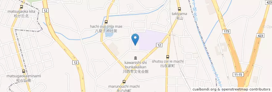Mapa de ubicacion de 川西市立川西北幼稚園 en Япония, Осака, 池田市.