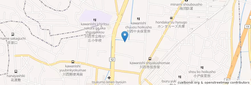 Mapa de ubicacion de かわにしひよし保育園 en 日本, 兵库县/兵庫縣, 川西市.