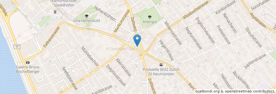Mapa de ubicacion de Kreuzplatz en 瑞士, 蘇黎世, Bezirk Zürich, Zürich.