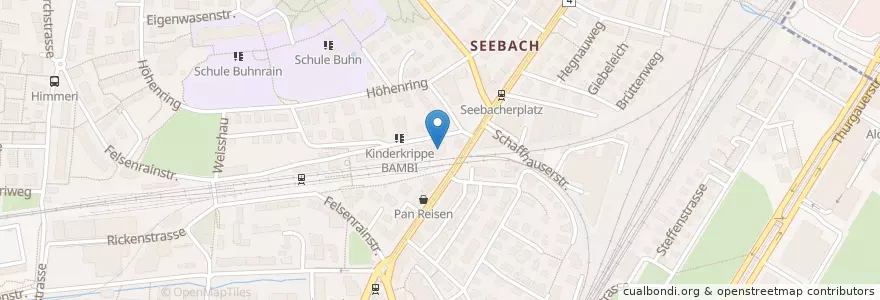 Mapa de ubicacion de Poststelle 8052 Zürich 52 Seebach en İsviçre, Zürih, Bezirk Zürich, Zürich.