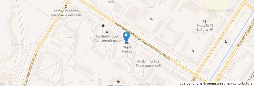 Mapa de ubicacion de Нейва en Russland, Föderationskreis Ural, Oblast Swerdlowsk, Горнозаводской Управленческий Округ, Новоуральский Городской Округ.
