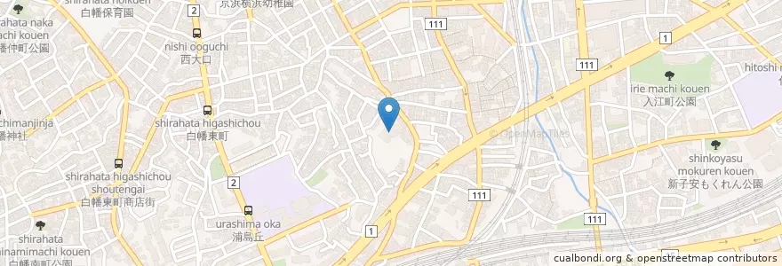 Mapa de ubicacion de 薬王寺 en 日本, 神奈川県, 横浜市, 神奈川区.