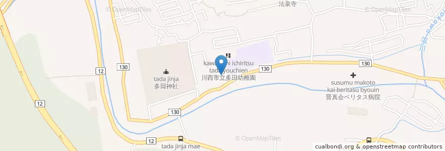 Mapa de ubicacion de 川西市役所多田行政センター en 日本, 兵库县/兵庫縣, 川西市.