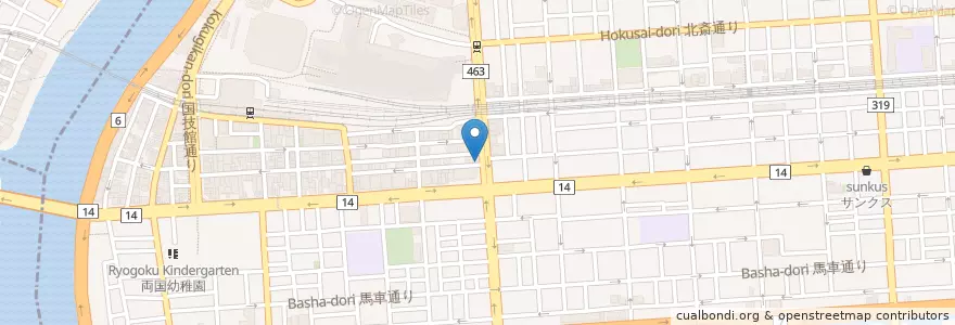 Mapa de ubicacion de 丼丸  両国店 en Giappone, Tokyo, 墨田区.