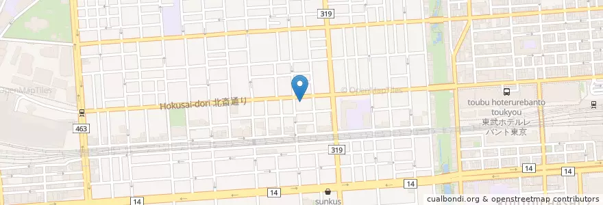 Mapa de ubicacion de Kygnus en Japon, Tokyo, 墨田区.