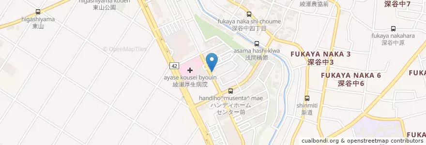 Mapa de ubicacion de 南山堂薬局綾瀬店 en Japon, Préfecture De Kanagawa, 綾瀬市.
