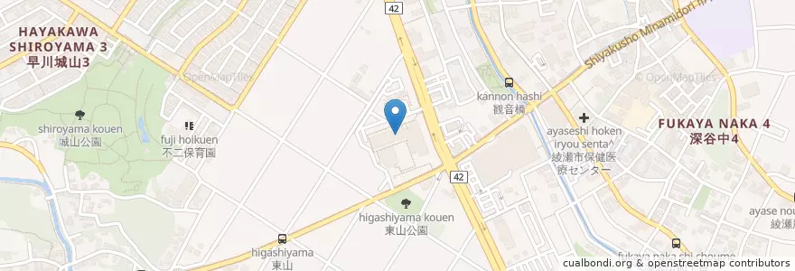 Mapa de ubicacion de レストラン東山 en 日本, 神奈川県, 綾瀬市.