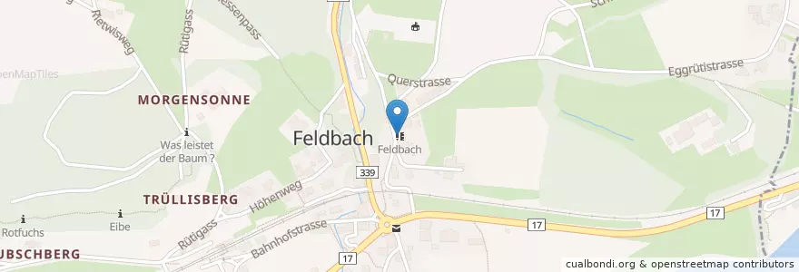 Mapa de ubicacion de Feldbach en Suisse, Zurich, Bezirk Meilen, Hombrechtikon.