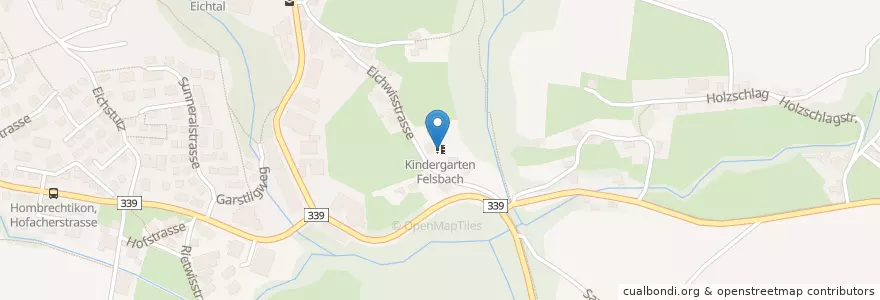 Mapa de ubicacion de Kindergarten Felsbach en İsviçre, Zürih, Bezirk Meilen, Hombrechtikon.
