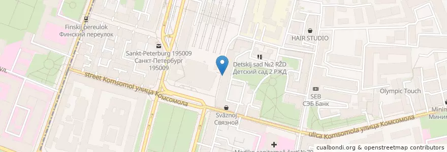 Mapa de ubicacion de Озерки en Rusia, Северо-Западный Федеральный Округ, Óblast De Leningrado, San Petersburgo, Калининский Район, Финляндский Округ.