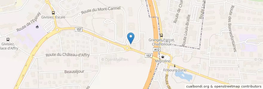 Mapa de ubicacion de Migrol en Suiza, Friburgo, District De La Sarine, Givisiez.