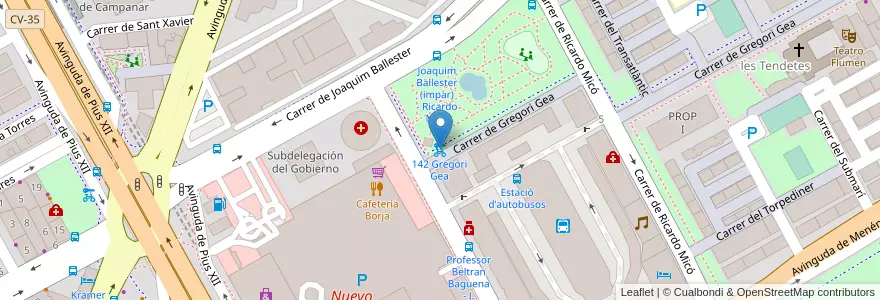 Mapa de ubicacion de 142 Gregori Gea en Espanha, Comunidade Valenciana, València / Valencia, Comarca De València, València.