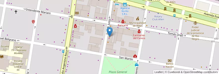 Mapa de ubicacion de 142 en Argentina, Chile, Wilayah Río Negro, Municipio De Allen, Departamento General Roca.