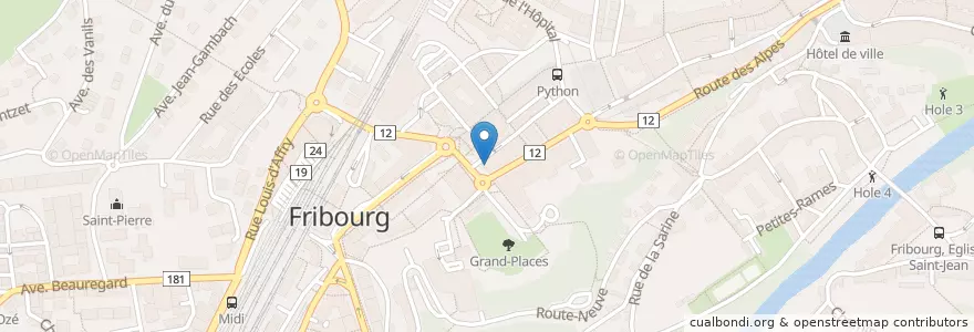 Mapa de ubicacion de UBS en Suisse, Fribourg, District De La Sarine, Fribourg.