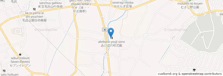 Mapa de ubicacion de あけぼの幼児園 en Giappone, Prefettura Di Saitama, 入間郡, 毛呂山町.