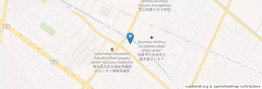 Mapa de ubicacion de さいたま地方法務局鴻巣出張所 en 日本, 埼玉県, 鴻巣市.
