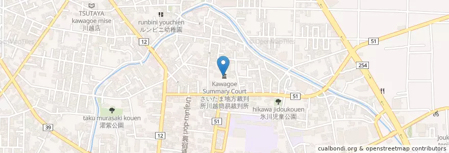 Mapa de ubicacion de Kawagoe Summary Court en Japan, Saitama Prefecture, Kawagoe.