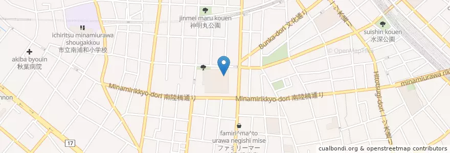 Mapa de ubicacion de さいたま市立南浦和図書館 en 日本, 埼玉县, 埼玉市, 南区.
