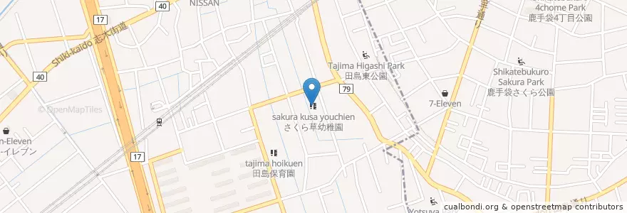 Mapa de ubicacion de さくら草幼稚園 en Japonya, 埼玉県, さいたま市, 桜区.