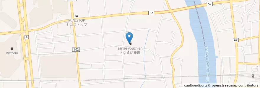 Mapa de ubicacion de さなえ幼稚園 en 日本, 埼玉県, 越谷市.