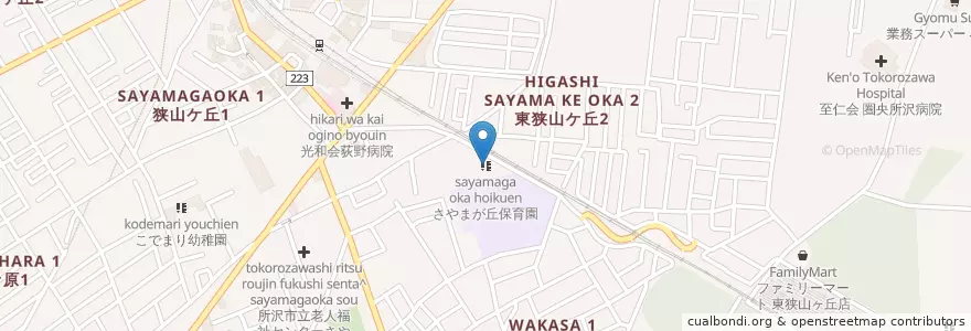Mapa de ubicacion de さやまが丘保育園 en Япония, Сайтама, Токородзава.