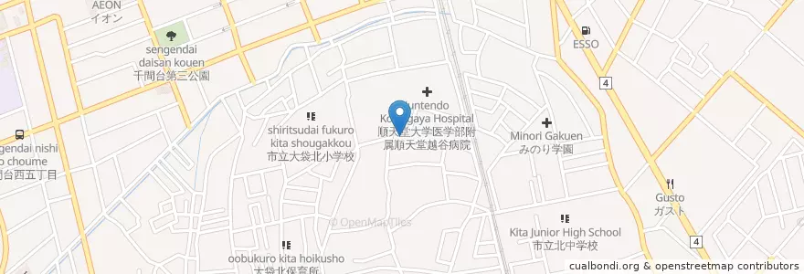 Mapa de ubicacion de しらこばと幼稚園 en 日本, 埼玉县, 越谷市.