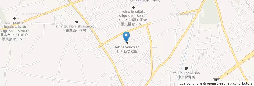 Mapa de ubicacion de せきね幼稚園 en 일본, 사이타마현, 北本市.